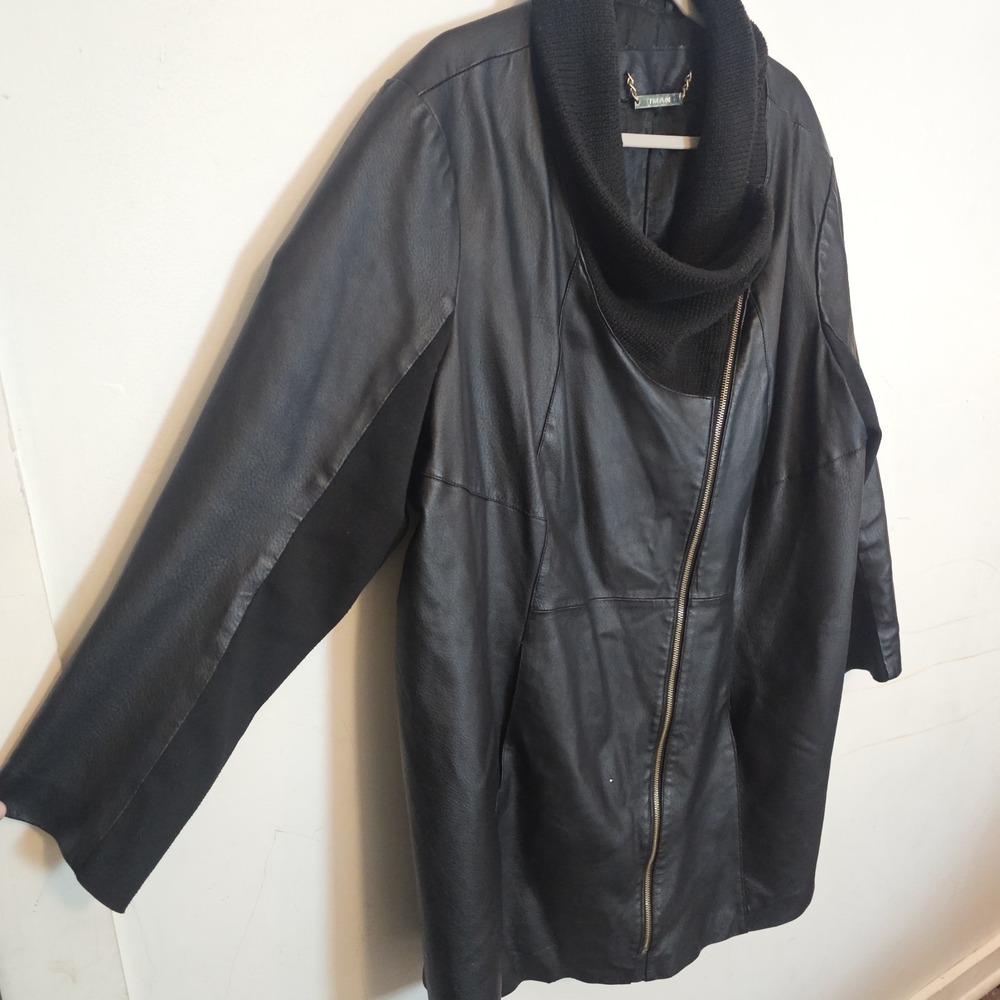 IMAN Moto Style Black Leather Jacket, Gold Accents, Pockets, XL-XXL Gothcore - Picture 4 of 12